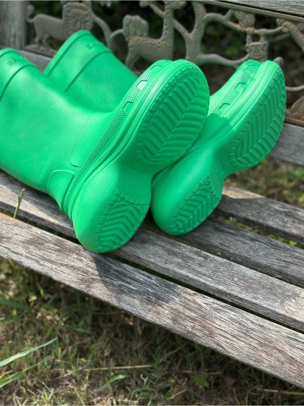 Balenciaga Kids Neon Green Platform Rain Boots